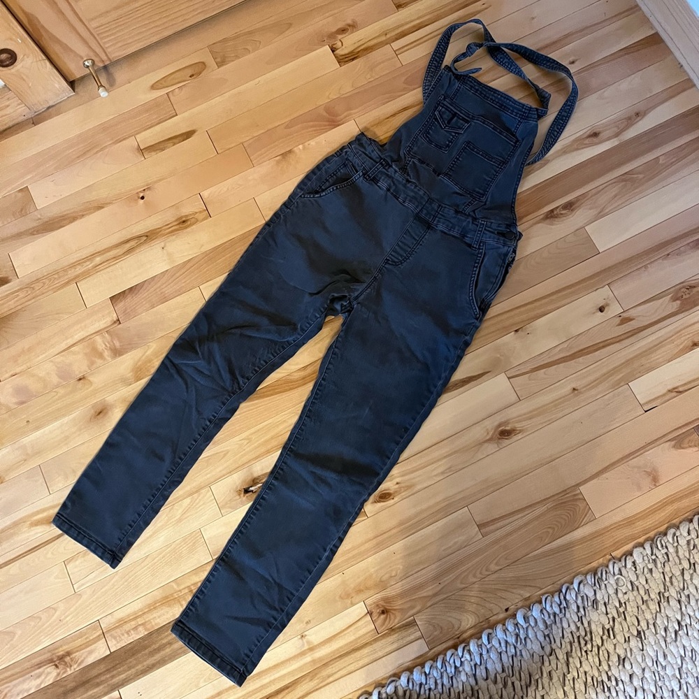 Free People Black Denim Overalls Jumpsuit